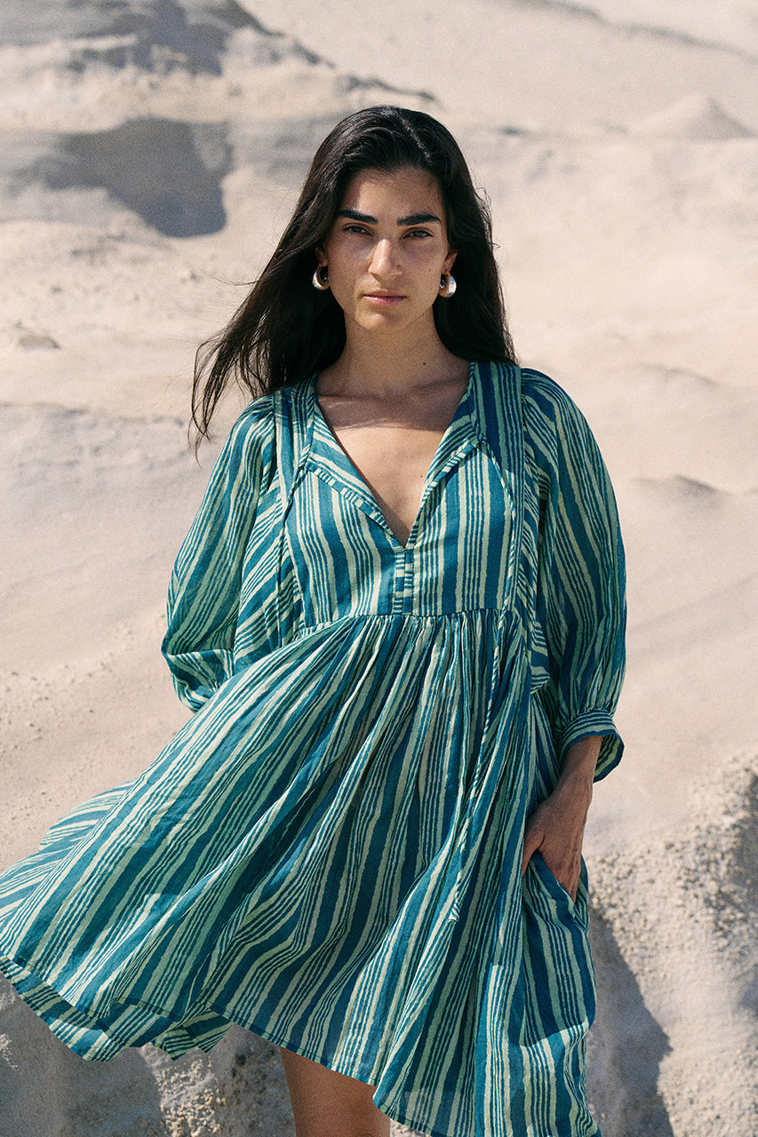Kyra Mini Dress ~ Spearmint | Hand Screen Printed Cotton Dress – DOI
