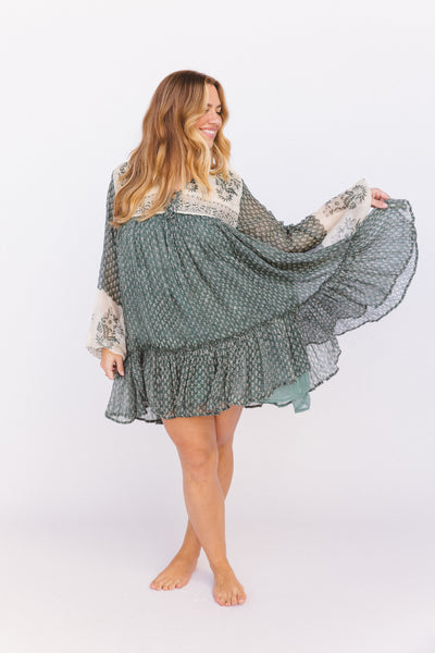 Rooh Mini Dress ~ Pine