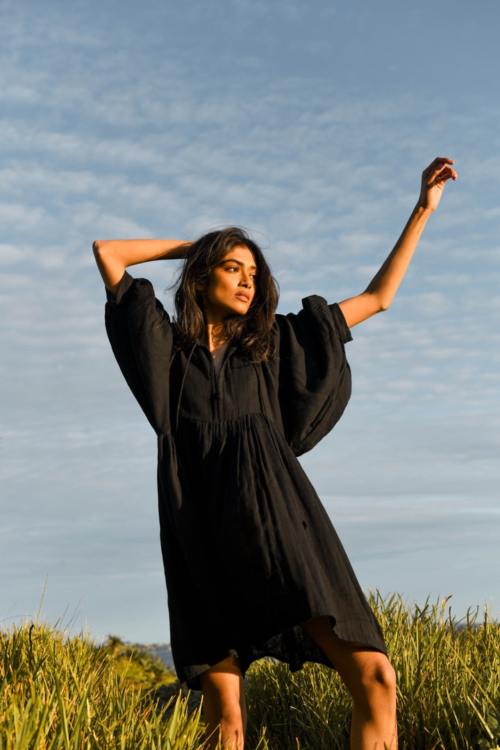 Kyra Mini Dress ~ Black Gauze