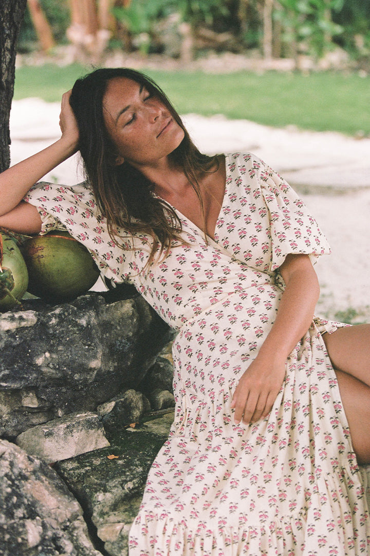 Zuri Wrap Dress ~ Peony