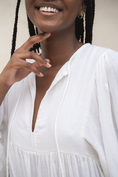 Kyra Midi Dress ~ White Gauze