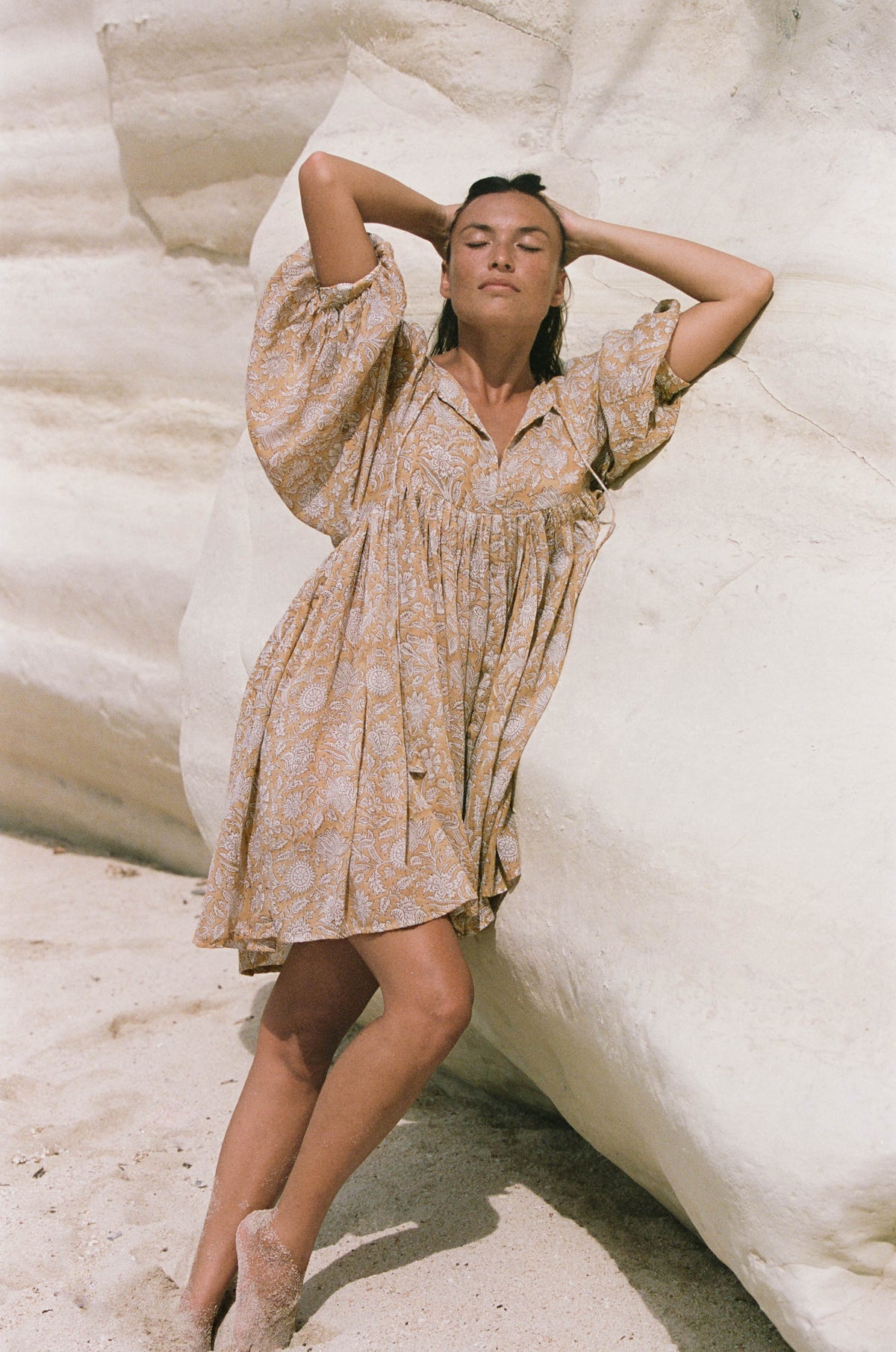 Kyra Mini Dress ~ Cumin | Elevated Boho Cotton Dress – Daughters of India